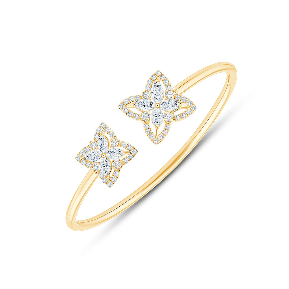 Clover Charm Halo Open Bracelet