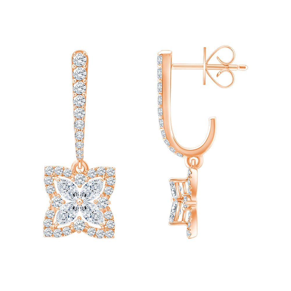 Clover Motif Halo Hoop Drop Earrings