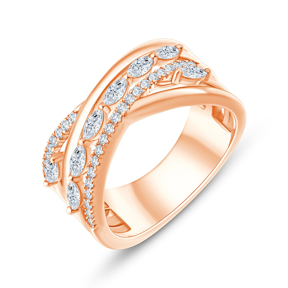 Marquise & Brilliant Cut Crossover Ring