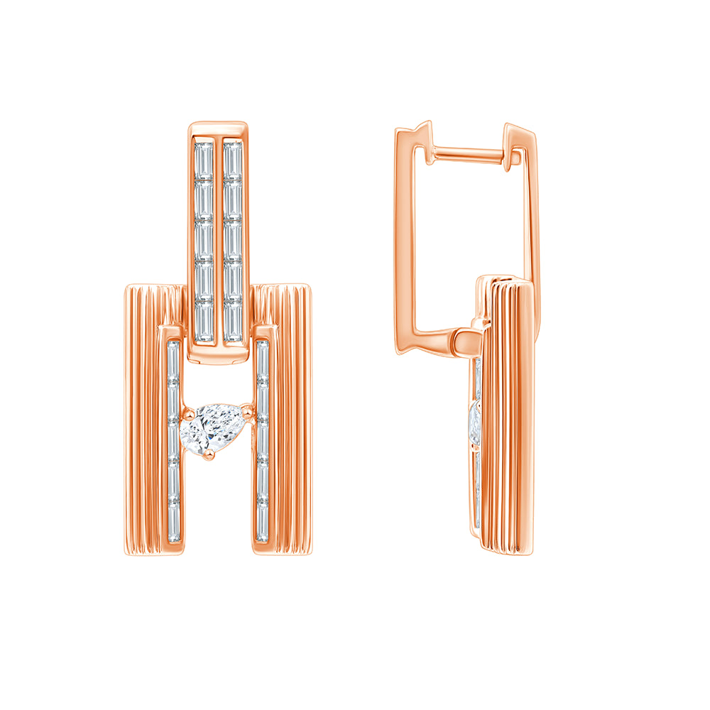 Mixed Cut Vertical Bar Dangler Earrings