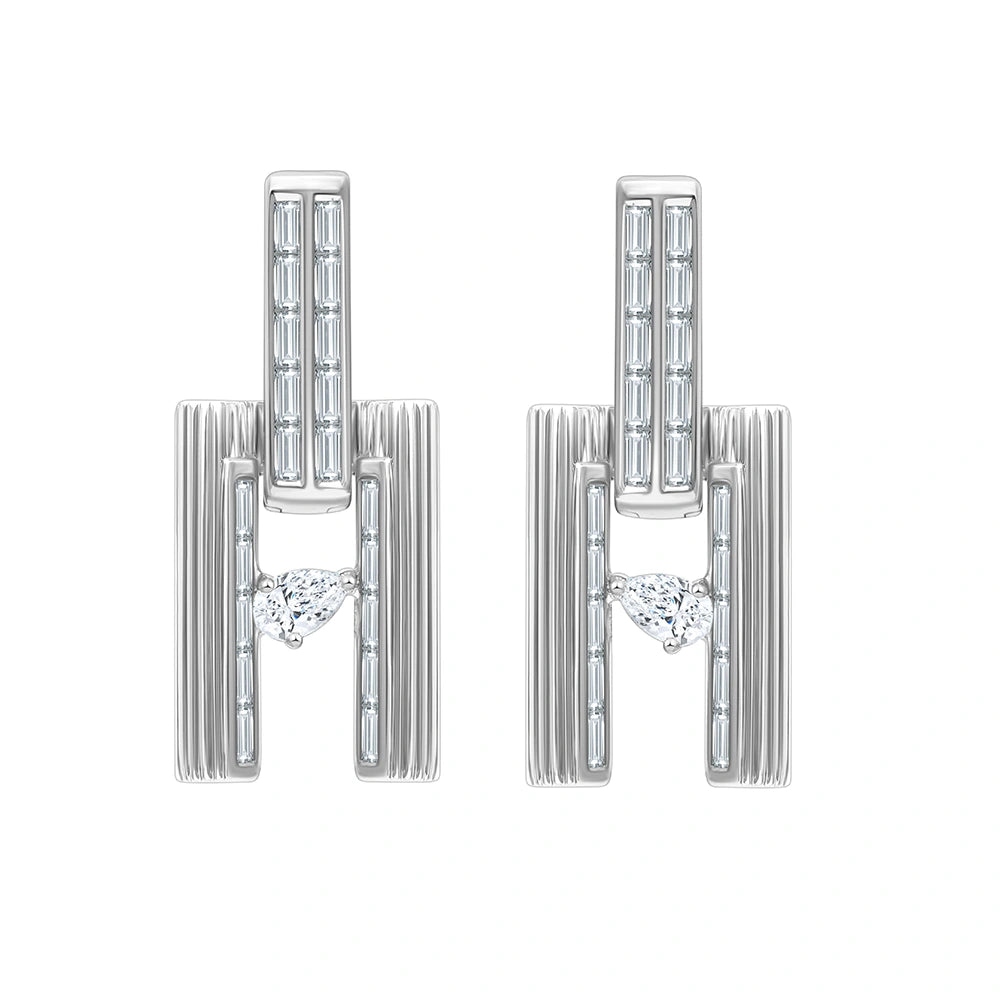 Mixed Cut Vertical Bar Dangler Earrings