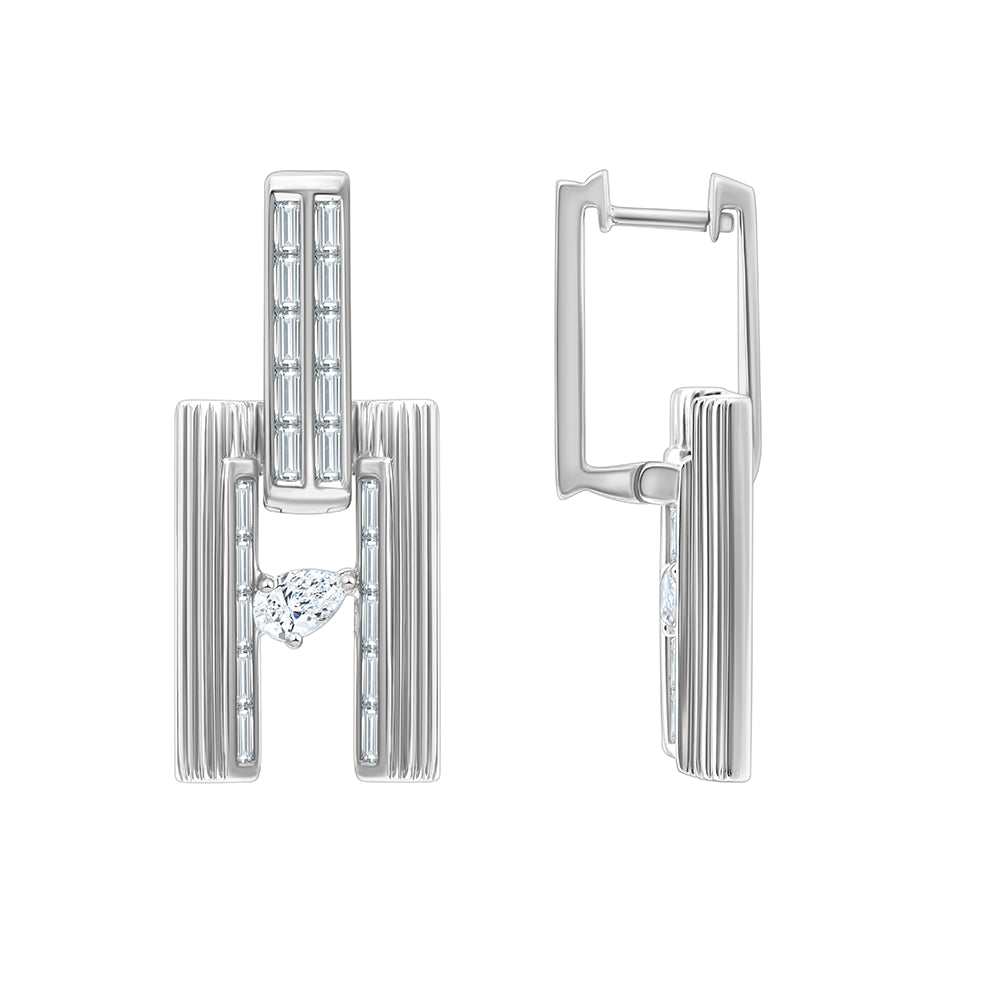 Mixed Cut Vertical Bar Dangler Earrings