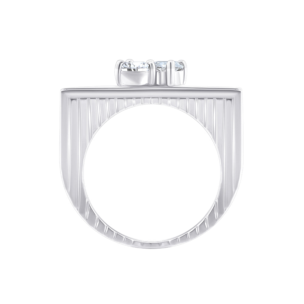 Pear Baguette Cut Panel Line Ring