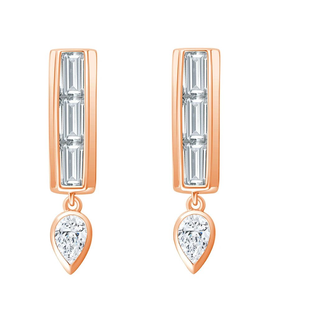 Baguette Pear Cut Dangler Earrings