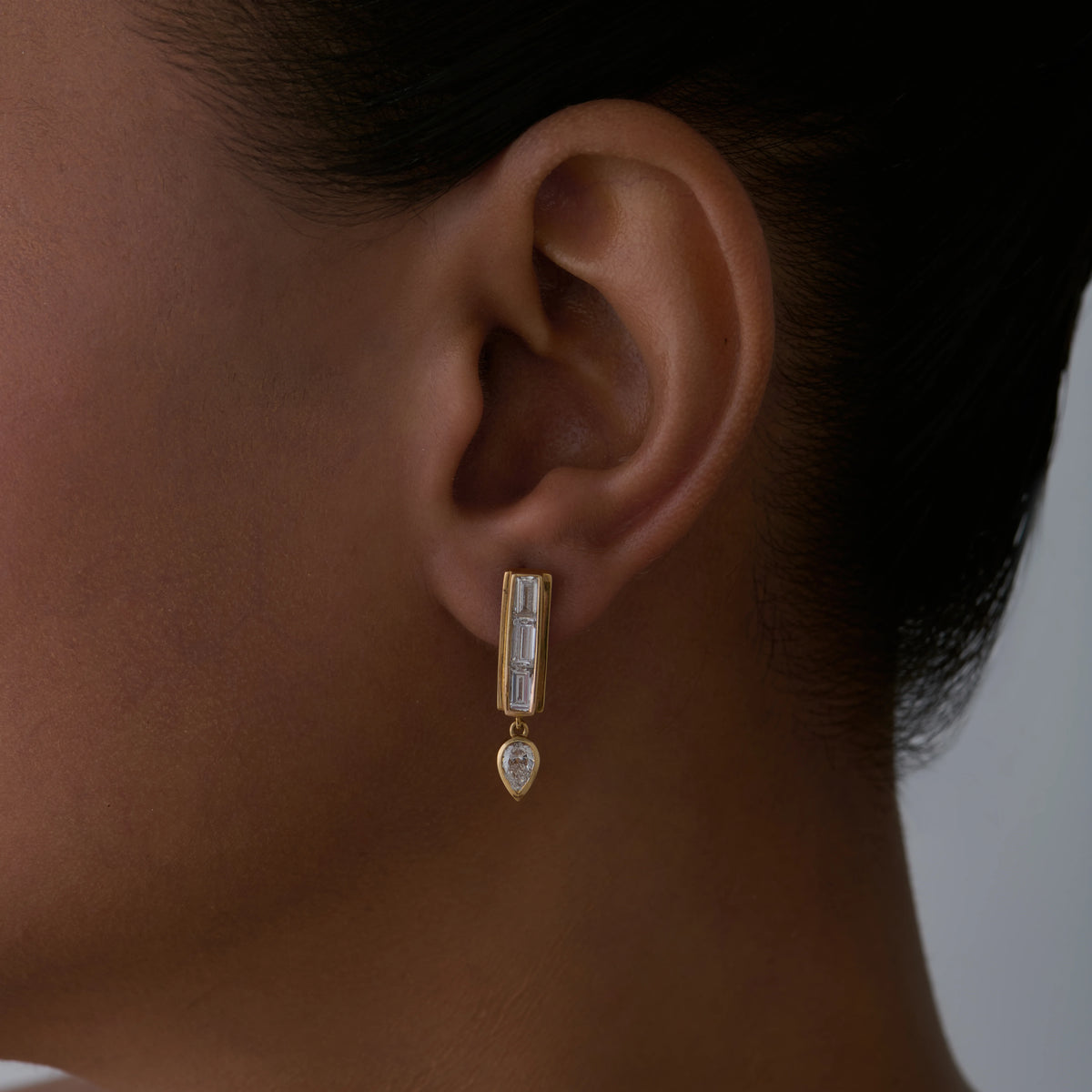 Baguette Pear Cut Dangler Earrings