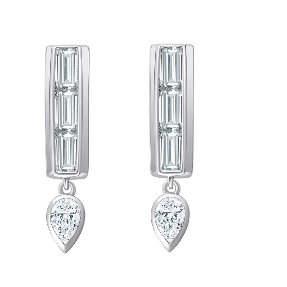 Baguette Pear Cut Dangler Earrings
