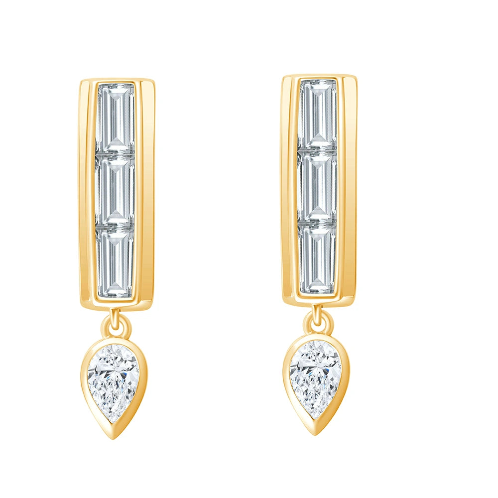 Baguette Pear Cut Dangler Earrings