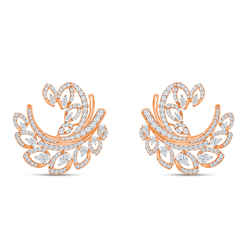Mixed Cut Feather Stud Earrings