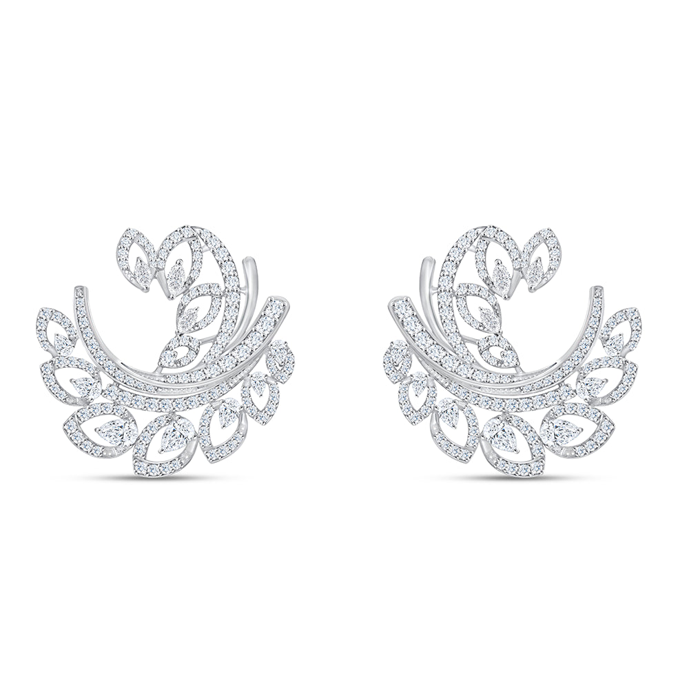 Mixed Cut Feather Stud Earrings