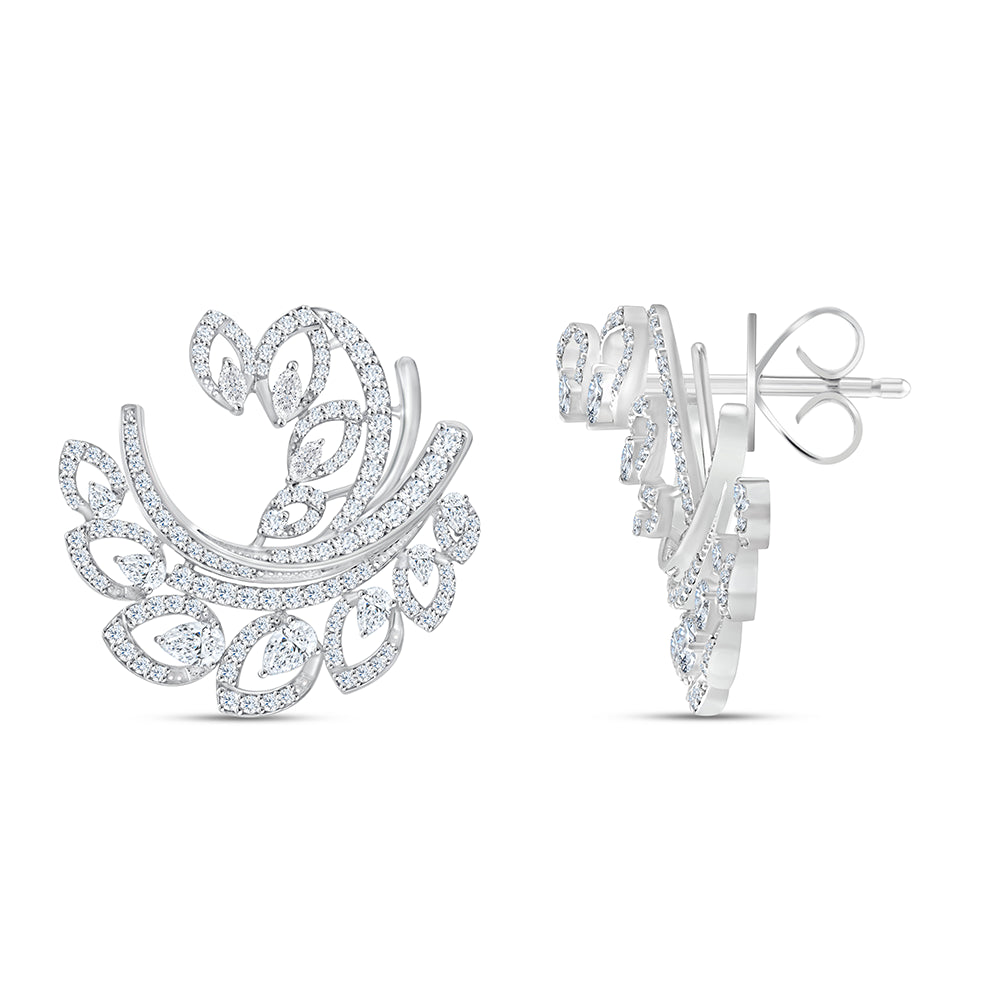 Mixed Cut Feather Stud Earrings