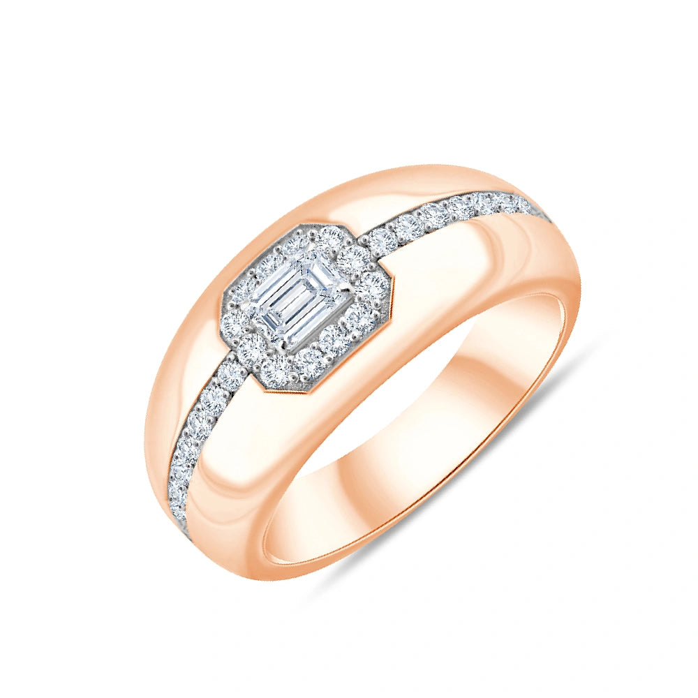 Emerald Cut Halo Mens Ring