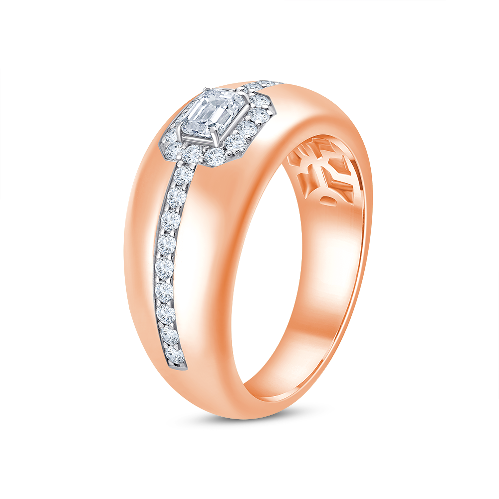 Emerald Cut Halo Mens Ring