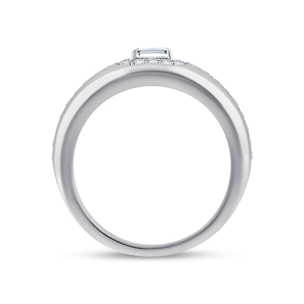 Emerald Cut Halo Mens Ring