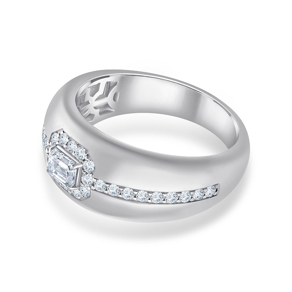 Emerald Cut Halo Mens Ring