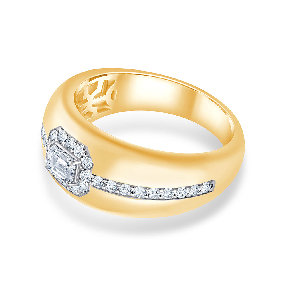 Emerald Cut Halo Mens Ring