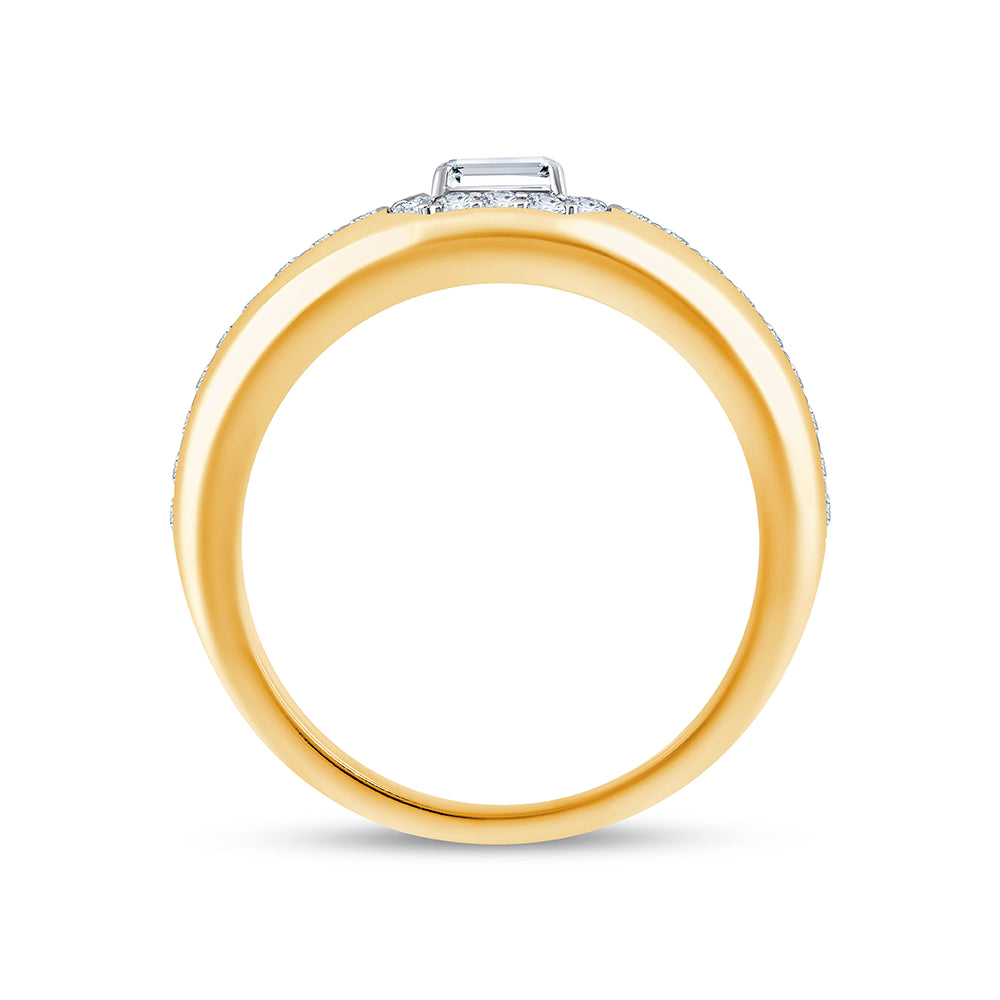 Emerald Cut Halo Mens Ring