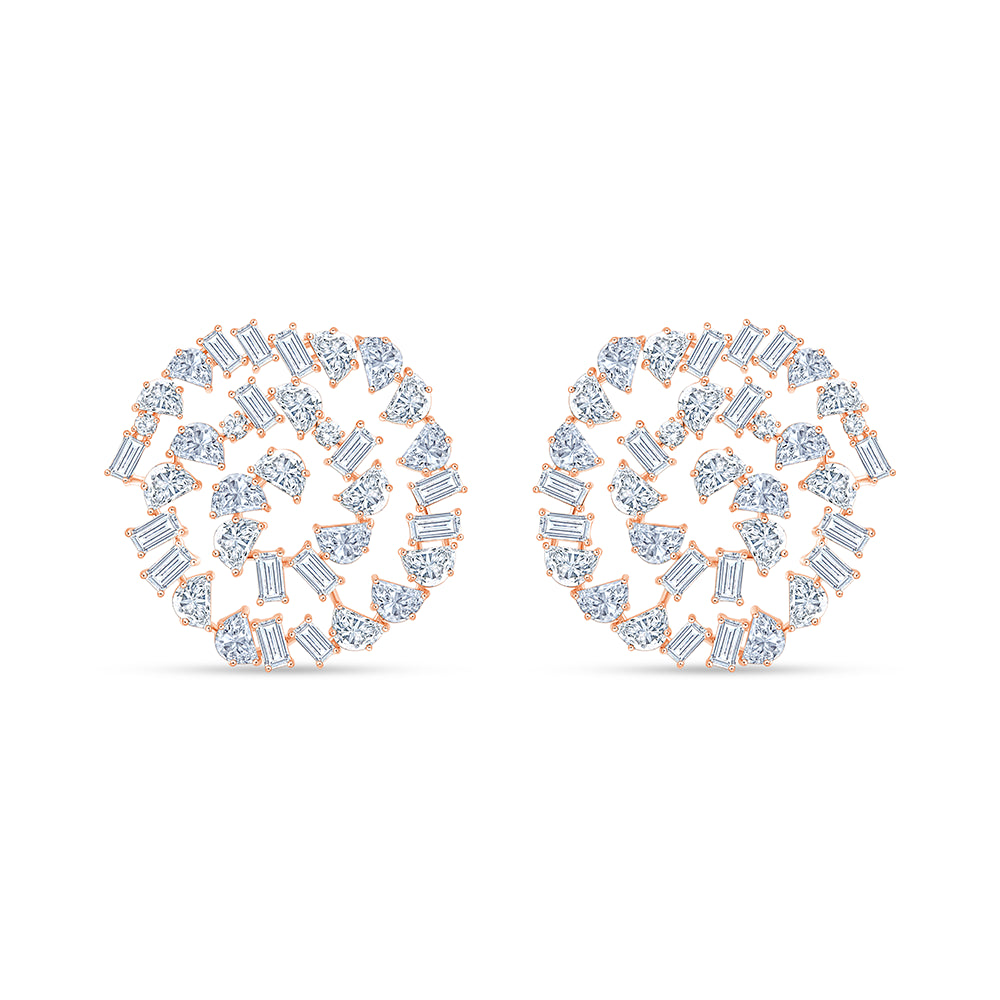 Mixed Cut Swirl Stud Earrings