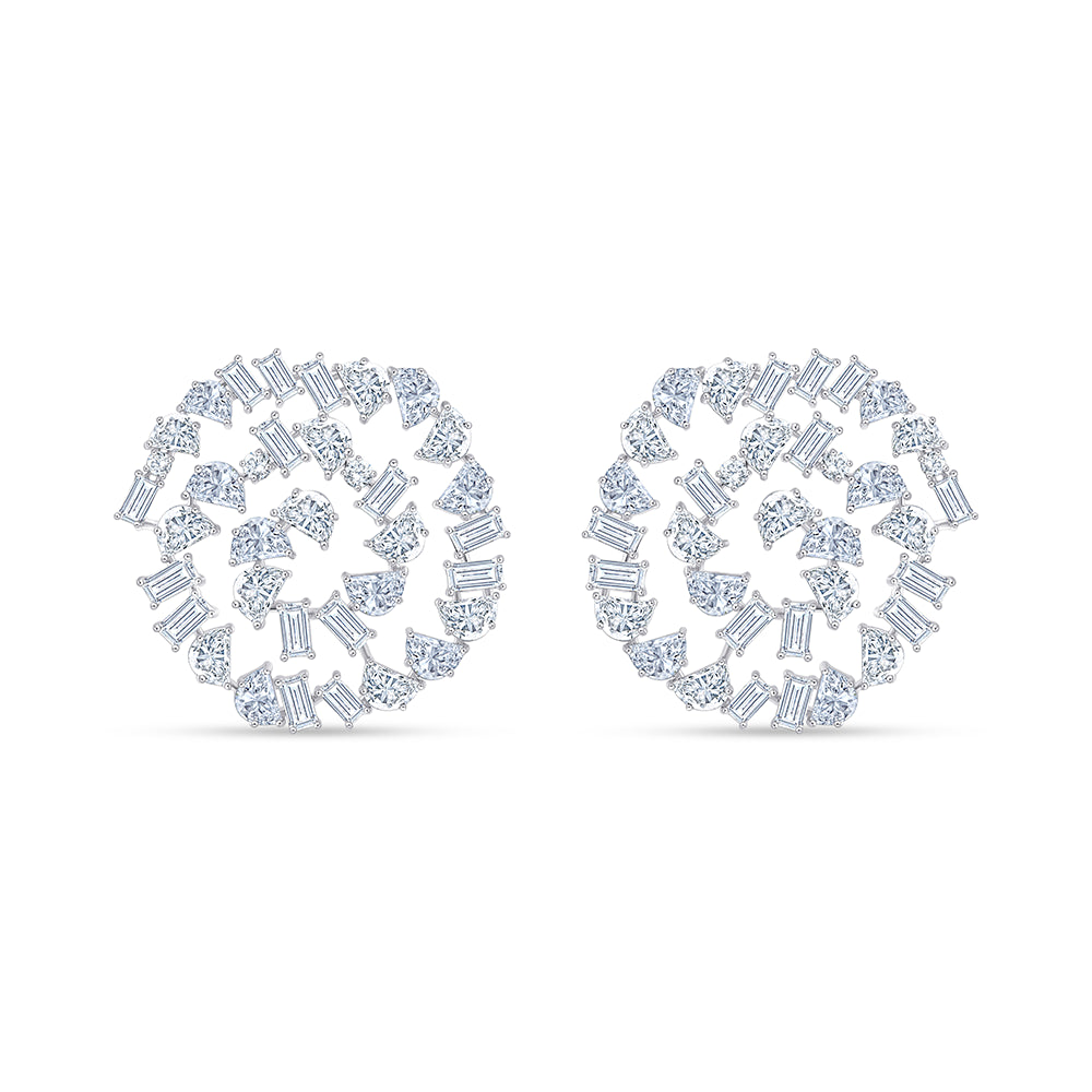 Mixed Cut Swirl Stud Earrings
