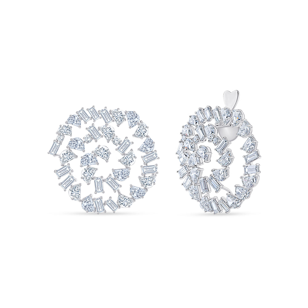 Mixed Cut Swirl Stud Earrings