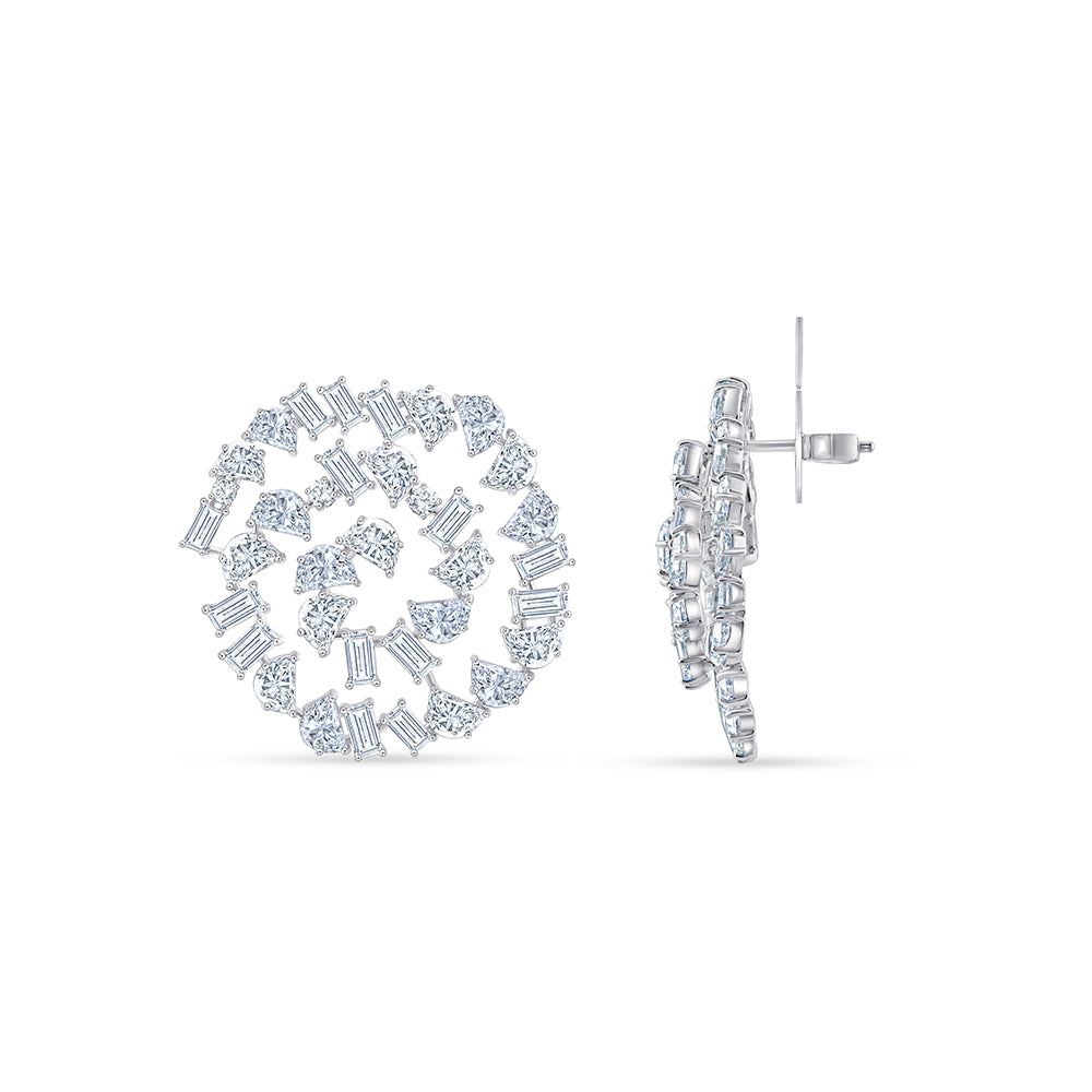 Mixed Cut Swirl Stud Earrings