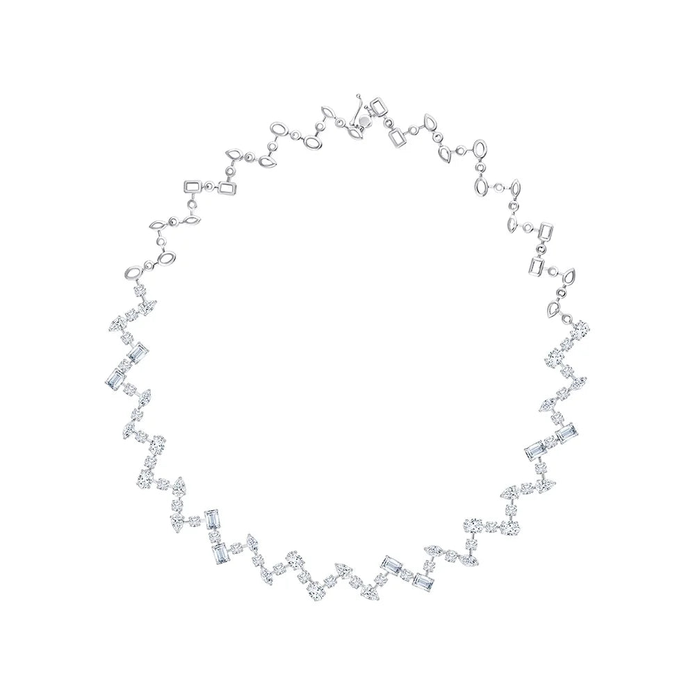 Mixed Cut Zigzag Necklace