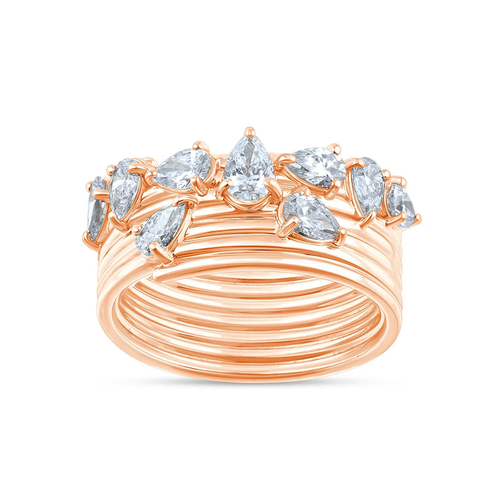Pear Cut Scattered Stackable Ring