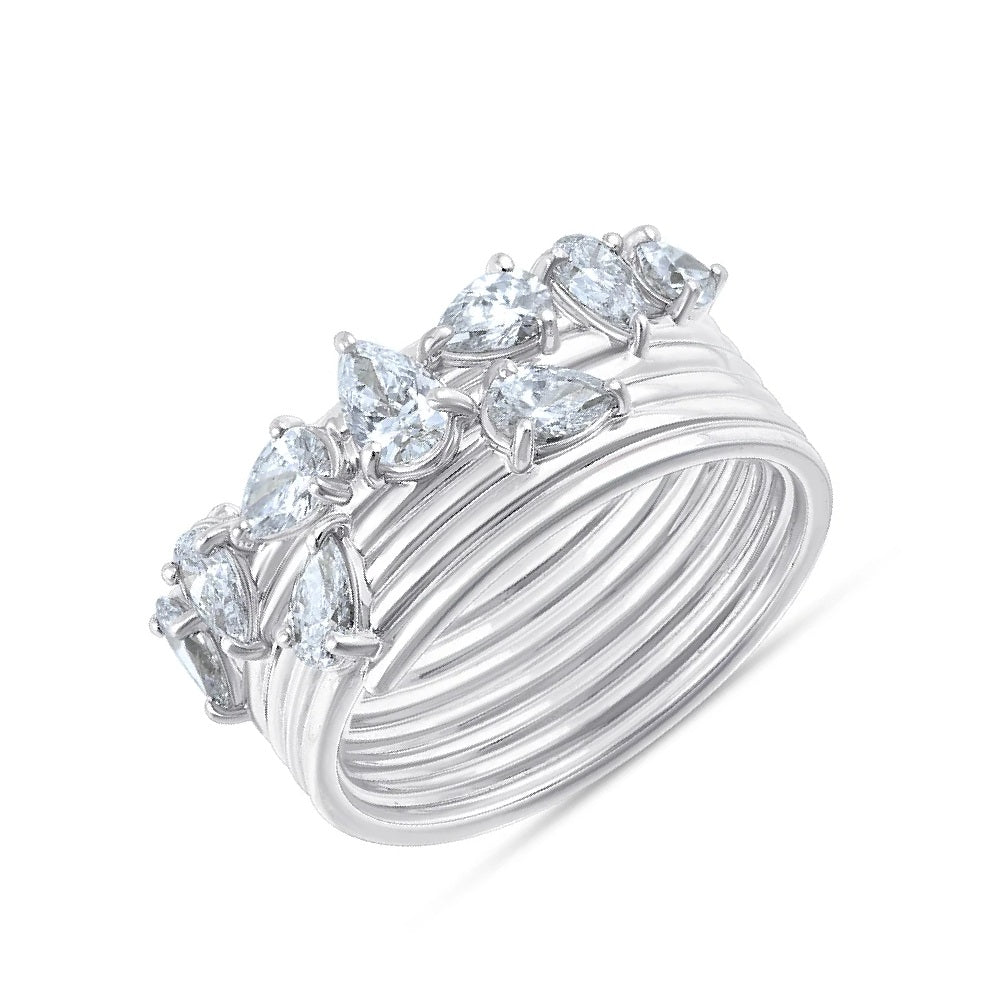 Pear Cut Scattered Stackable Ring