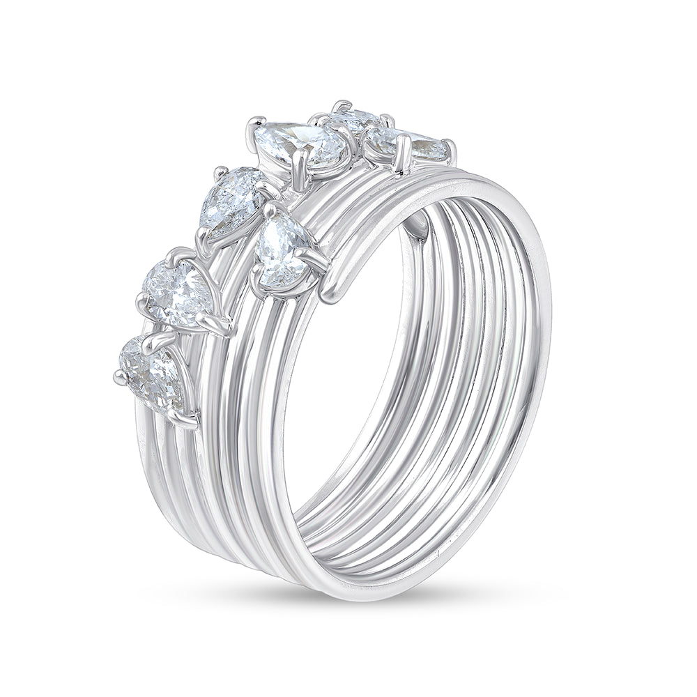 Pear Cut Scattered Stackable Ring