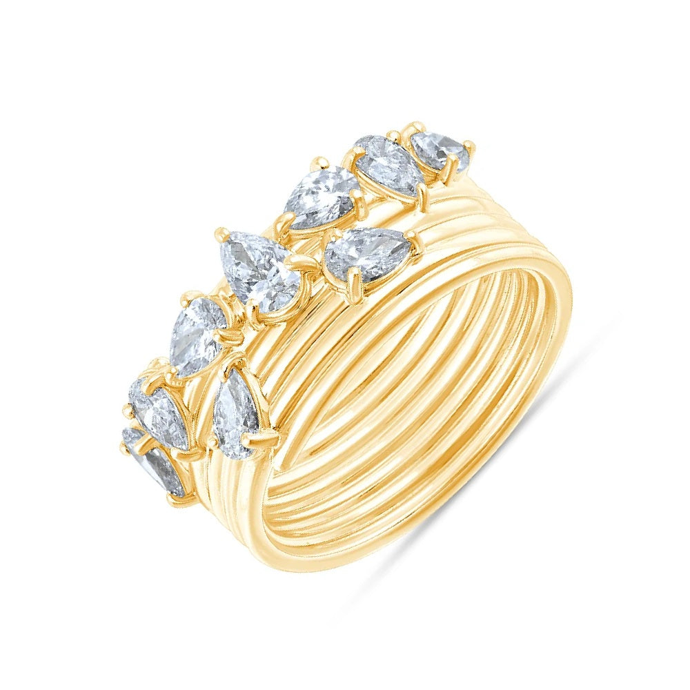 Pear Cut Scattered Stackable Ring