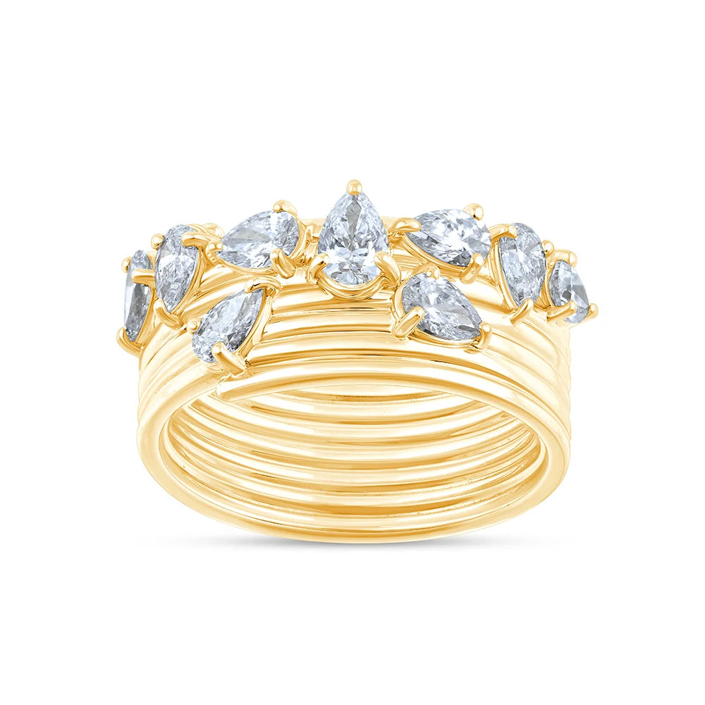 Pear Cut Scattered Stackable Ring