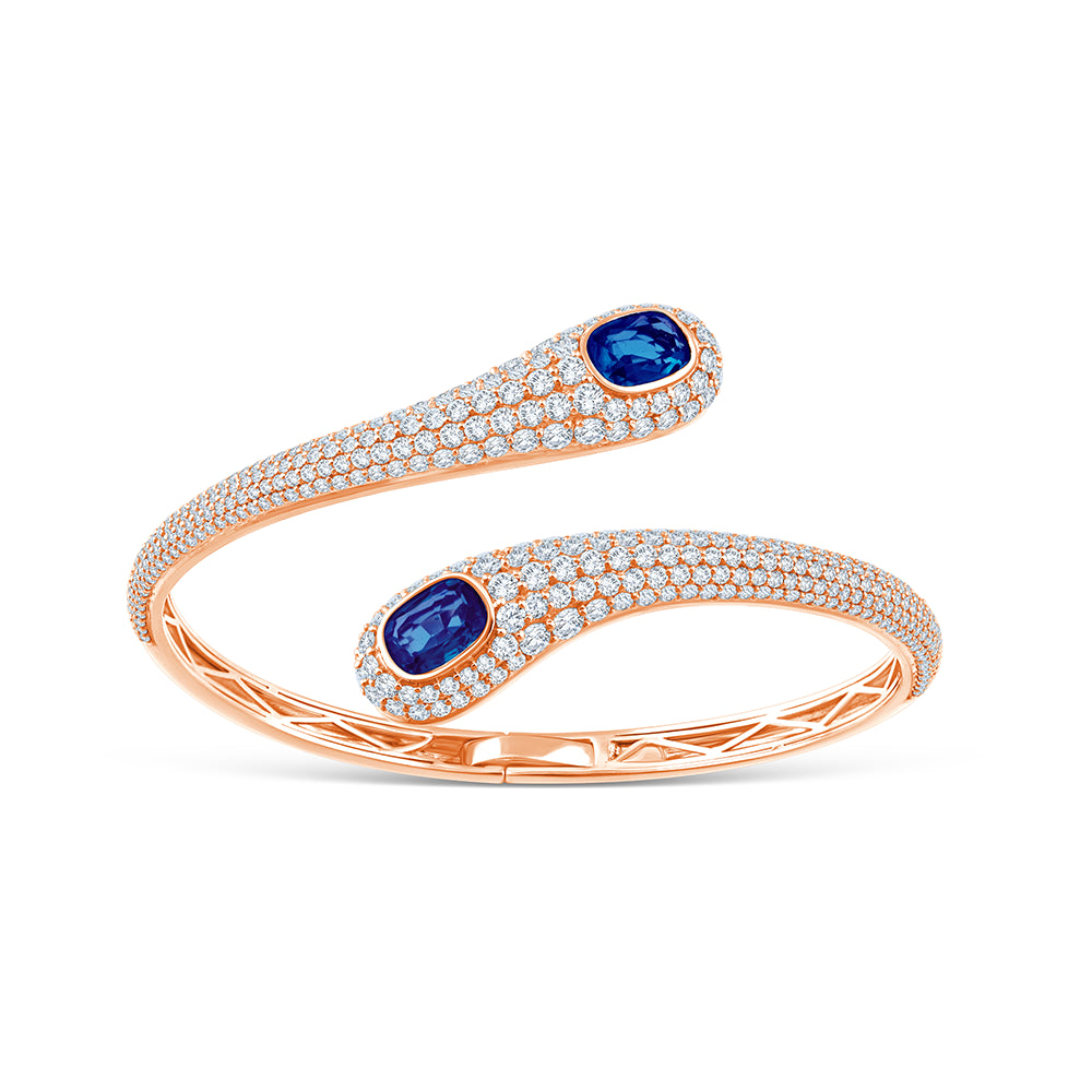 Oval Cut Sapphire Bypass Bracelet