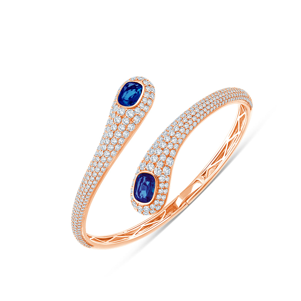 Oval Cut Sapphire Bypass Bracelet