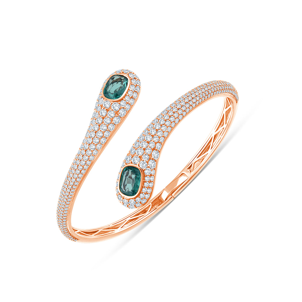 Oval Cut Sapphire Bypass Bracelet