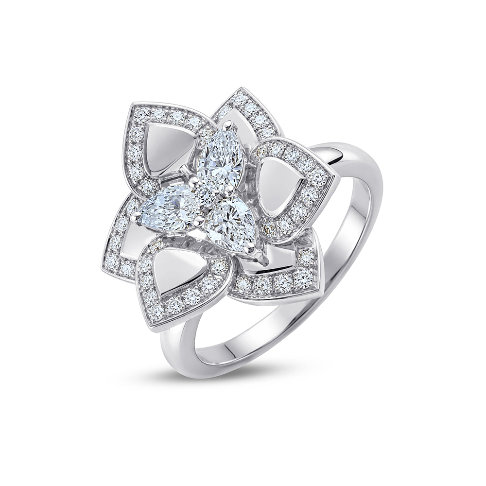 Pear Cut Lotus Petal Ring