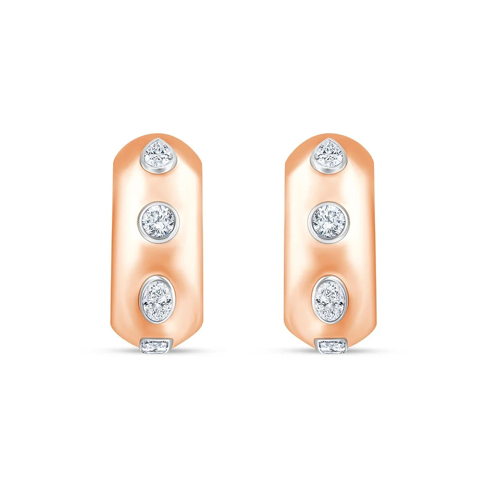 Mixed Cut Bezel Set Hoop Earrings