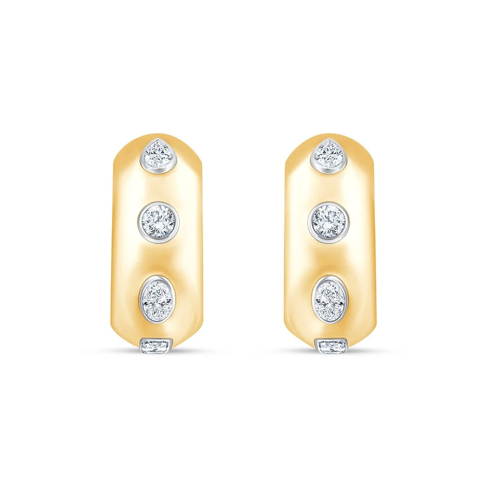 Mixed Cut Bezel Set Hoop Earrings