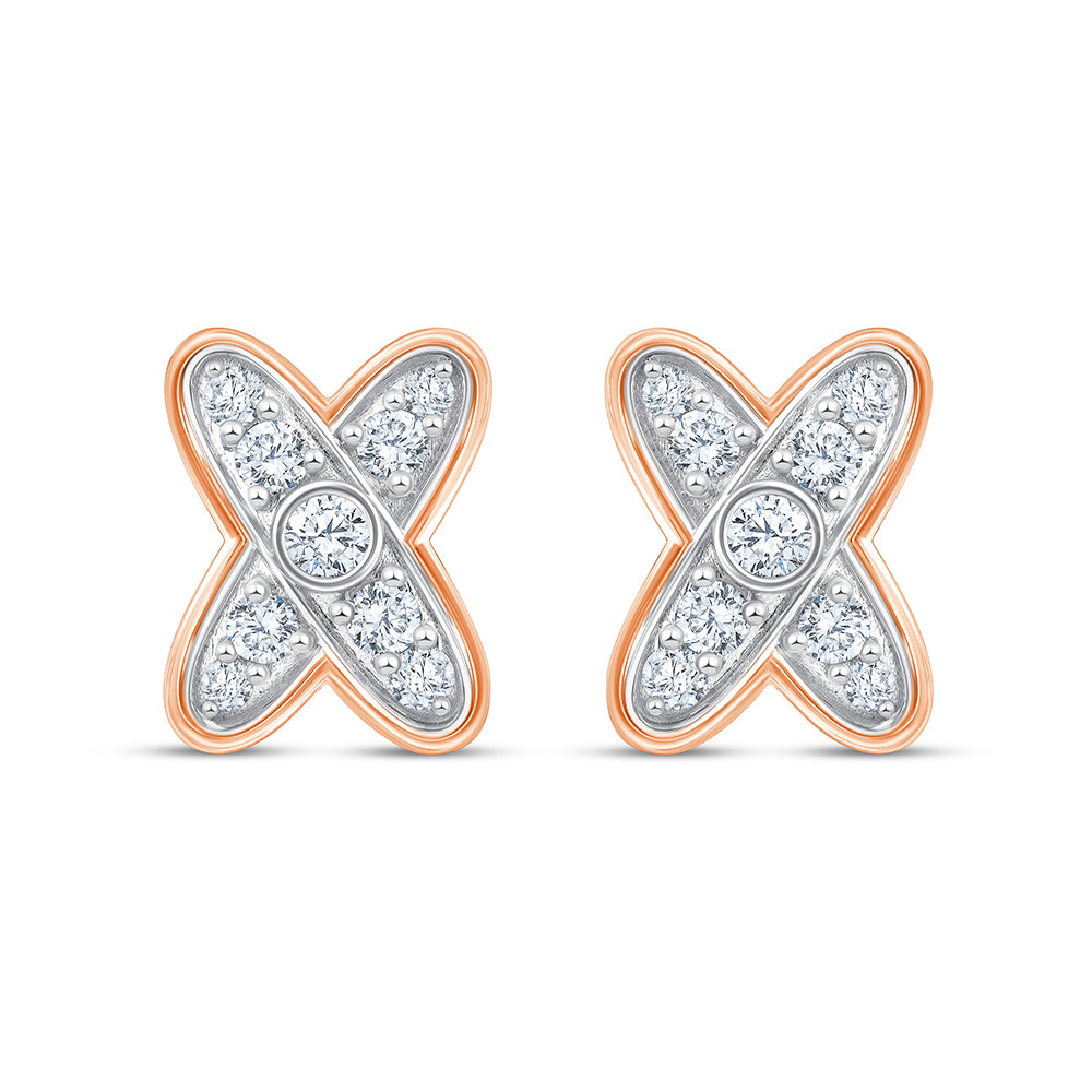Brilliant Cut X Motif Stud Earrings