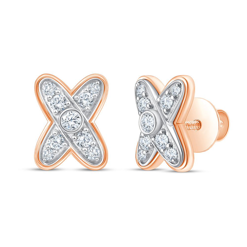 Brilliant Cut X Motif Stud Earrings