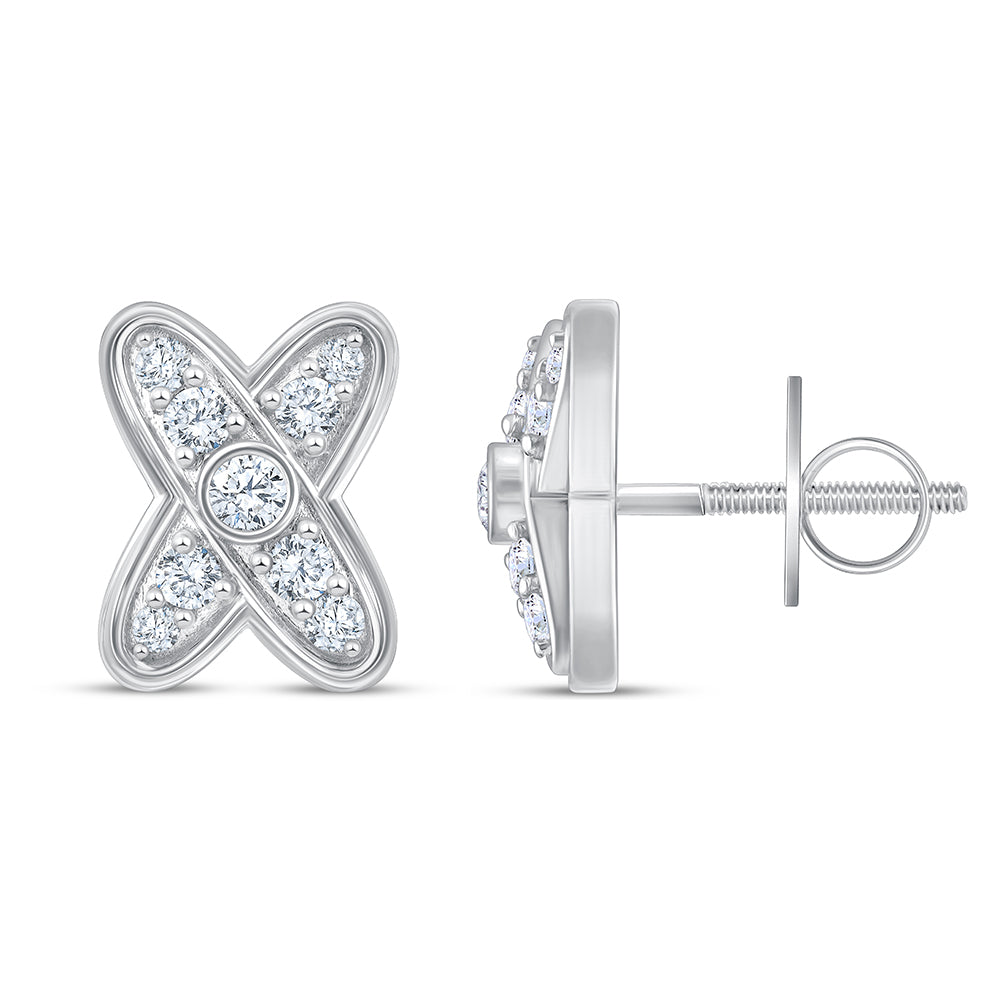 Brilliant Cut X Motif Stud Earrings