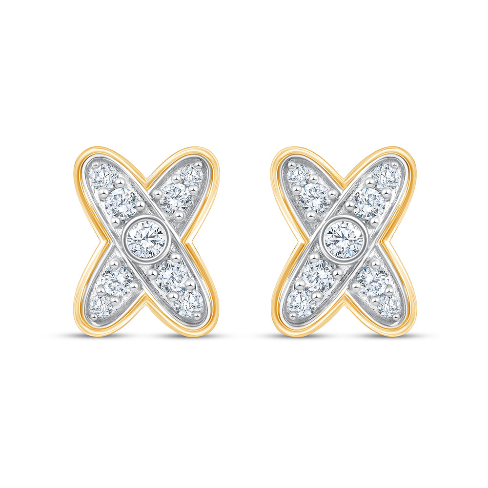 Brilliant Cut X Motif Stud Earrings