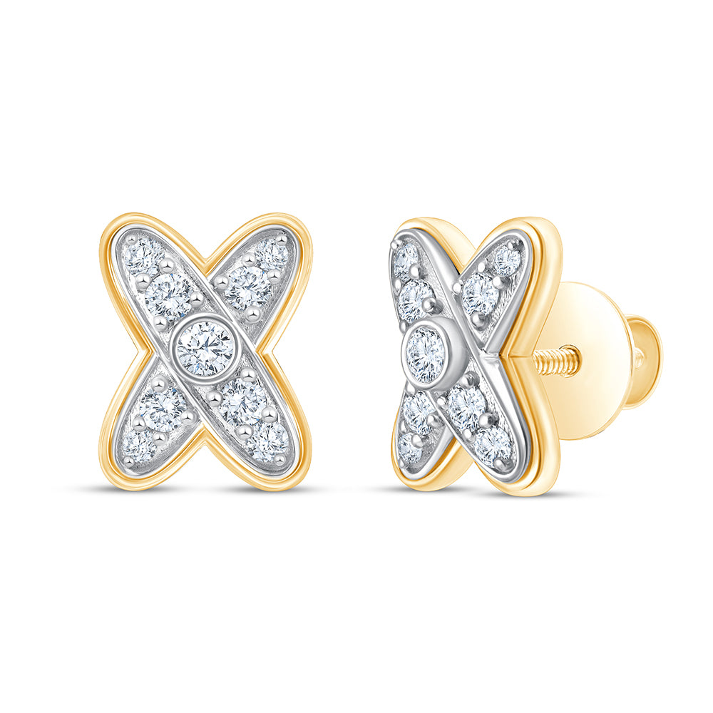 Brilliant Cut X Motif Stud Earrings