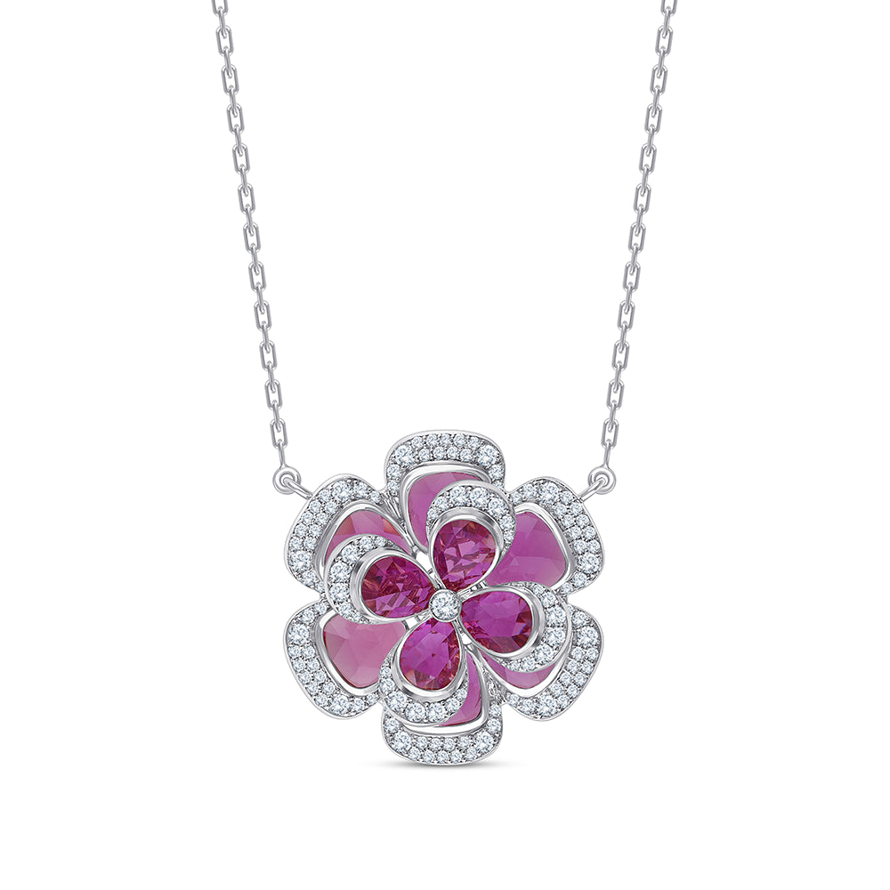 Pear Cut Semi Precious Stone Flower Pendant