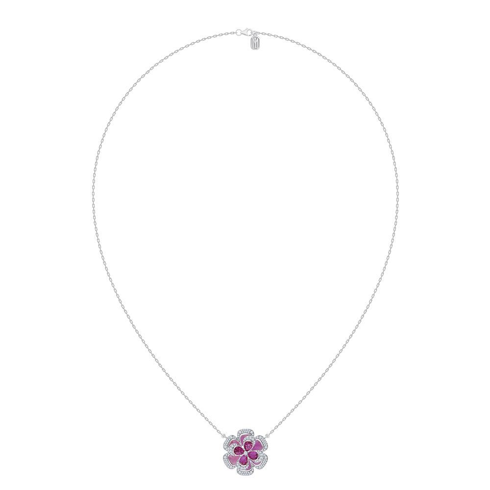 Pear Cut Semi Precious Stone Flower Pendant