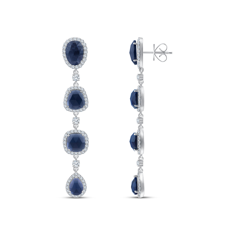 Mixed Cut Semi Precious Stone Linear Drop Earrings