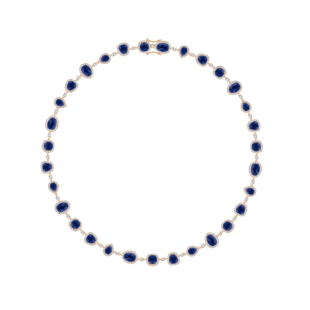 Mixed Cut Semi Precious Stone Halo Necklace