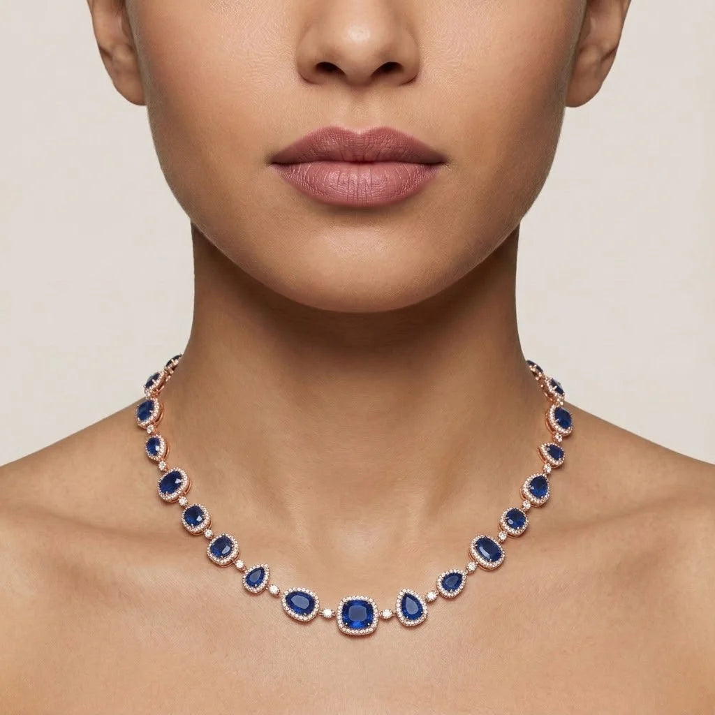 Mixed Cut Semi Precious Stone Halo Necklace