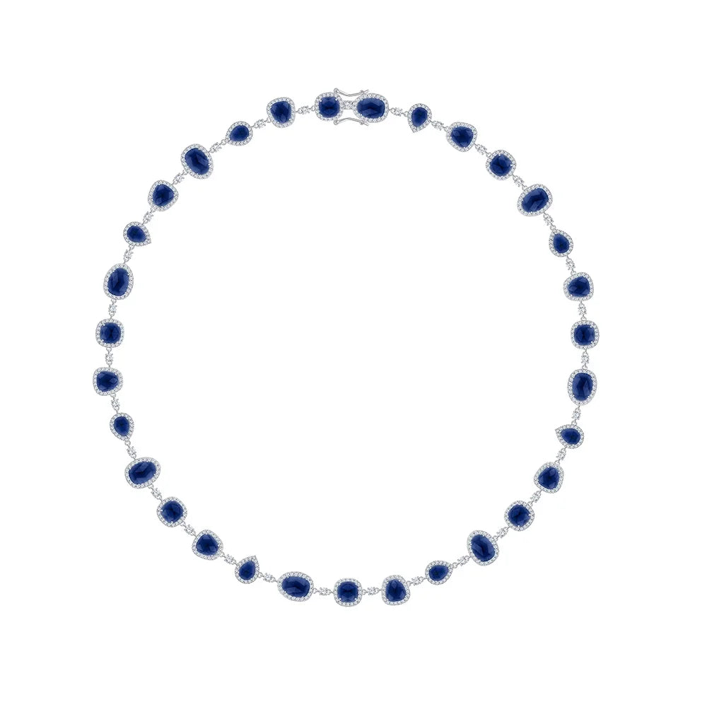 Mixed Cut Semi Precious Stone Halo Necklace