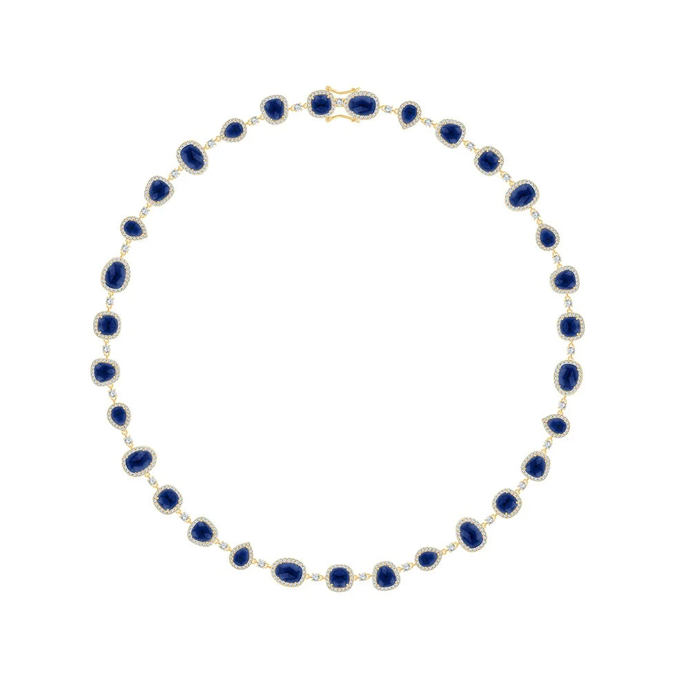 Mixed Cut Semi Precious Stone Halo Necklace