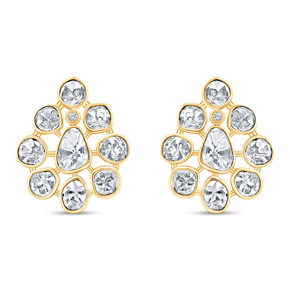 Polki Pear Motif Stud Earrings