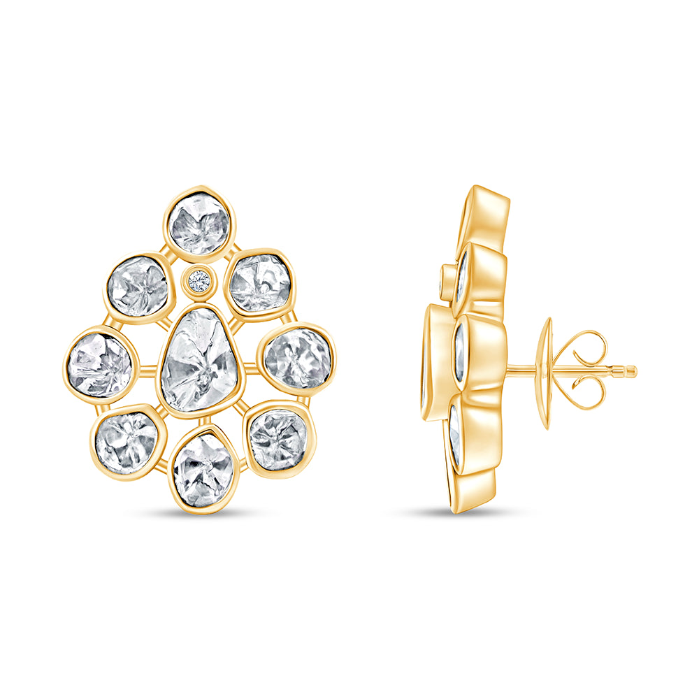 Polki Pear Motif Stud Earrings